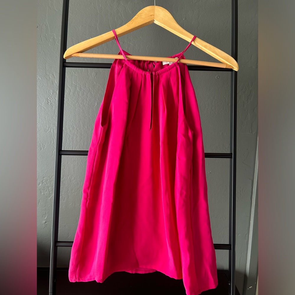 Joie hot pink 100% silk keyhole tank top